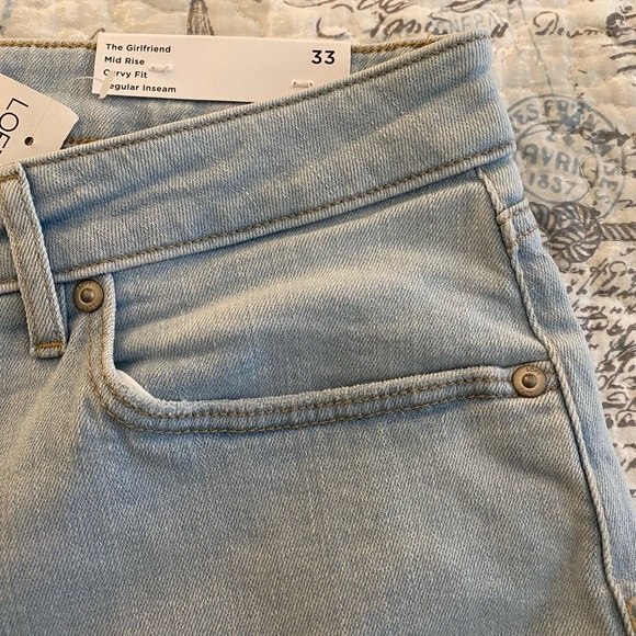 NWT Loft "The Girlfriend" mid rise curvy fit regular inseam jeans, size 33/16 - Picture 7 of 9